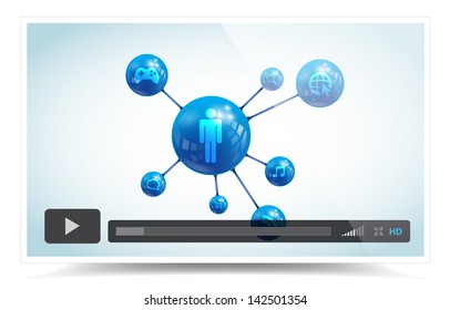 This image is a vector file representing a video player. / Cloud LCD TV Monitor / Cloud LCD TV Monitor