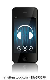 This image is a vector file representing a smart phone music player. / Smart Phone Music Player / Smart Phone Music Player