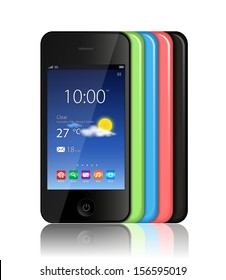 This image is a vector file representing a smart phone in different colors. / Smart Phone  / Smart Phone 