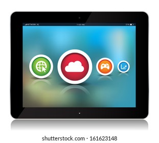 This image is a vector file representing a collection of Tablet App Icon on abstract background. / Tablet App Icons on Abstract Background / Tablet App Icons on Abstract Background