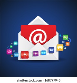 This image is a vector file representing a email contact envelope. / Contact Email Apps / Contact Email Apps