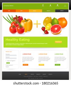 This image is a vector file representing a design template. /Website template design / Design Template /Web Design Website Vector Elements. Diet website template