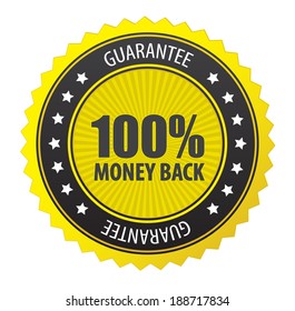 This image is a vector file representing 100% guarantee label./Vector Guarantee Label/Vector Guarantee Label