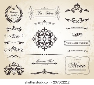 This image is a vector file representing a set of  Vintage Decorative Ornament Borders and Page Dividers./Vintage Vector Ornament Borders and Dividers/Vintage Vector Decorative Borders and Dividers