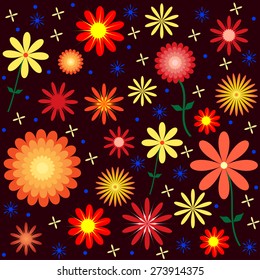 This image is a vector file representing a Floral Vector Pattern Design Illustration. It can seamlessly repeat./Colorful Floral Vector Pattern/Colorful Floral Vector Pattern