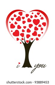 This image is a vector file representing a Tree made from hearts,  all the elements can be scaled to any size without loss of resolution.