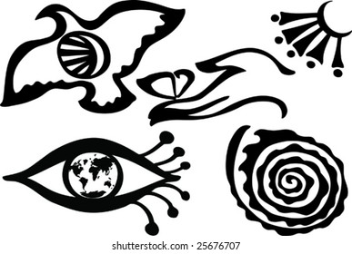 This image is a vector illustration and can be scaled to any size without loss of resolution. Graphic ecological symbols.