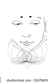This image is a vector illustration and can be scaled to any size without loss of resolution. Smile of Buddha - Graphics