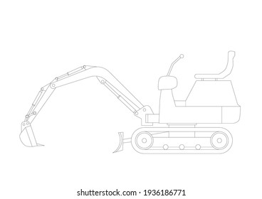 This image is a vector illustration of heavy equipment such as bulldozers, excavators, mixer trucks, and so on which are often used for a building or road construction project and others.