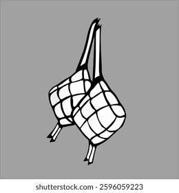 This image is a vector illustration of ketupat, a traditional food that is synonymous with the celebration of Eid al-Fitr.