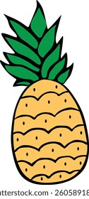 This image is a vector illustration of a pineapple fruit in cartoon style. The shape is simple and distinctive