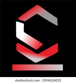 This image is a vector with a modern and minimalist design. This logo consists of geometric shapes that form the letter "S" with a combination of red, white, and gray colors.