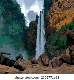 in this image you can see a waterfall and rocks