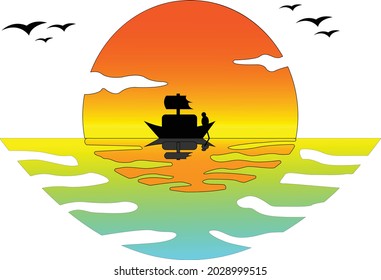 This Image\logo is all about beautiful sunset in a river. There were a boat,which is pointed in the middle of the sun to make it more beautiful.Hope all will love it.