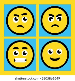 This image's clean vector style and universally recognized emoji expressions are highly desirable for digital content creators seeking immediate emotional resonance. It is perfect for engaging audiences across social media campaigns, website interfaces, and mobile applications, ensuring broad commercial applicability.