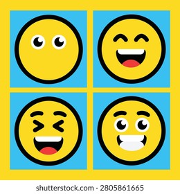 This image's clean vector style and universally recognized emoji expressions are highly desirable for digital content creators seeking immediate emotional resonance. It is perfect for engaging audiences across social media campaigns, website interfaces, and mobile applications, ensuring broad commercial applicability.