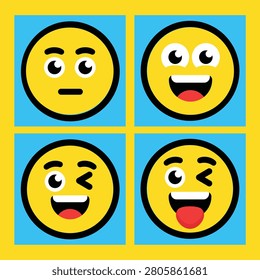 This image's clean vector style and universally recognized emoji expressions are highly desirable for digital content creators seeking immediate emotional resonance. It is perfect for engaging audiences across social media campaigns, website interfaces, and mobile applications, ensuring broad commercial applicability.