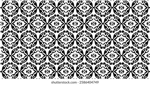 This images showcase various black-and-white motif designs with repetitive patterns.The patterns feature geometric, floral, and abstract elements, making them suitable for decoration or graphic design