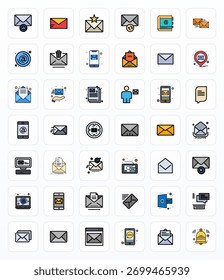 This Inbox vector icon pack includes 42 Filled Line designs in High Resolution Detail Enhanced format, perfect for enhancing digital interfaces.