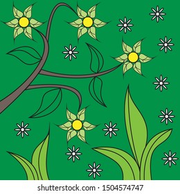 this is indonesian batik, green background flora