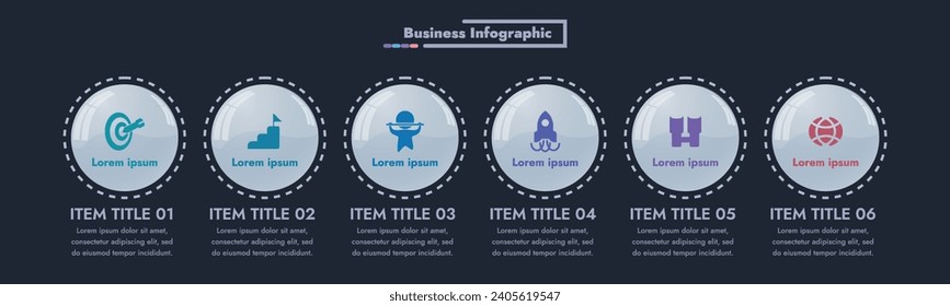 This infographic image features a modern and minimalistic design that illustrates an information process or sequence of events in a business. For presentations, websites or brochures.