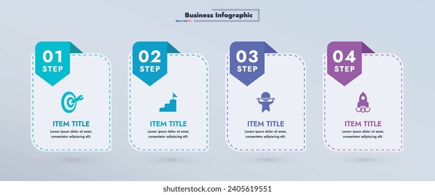 This infographic image features a modern and minimalistic design that illustrates an information process or sequence of events in a business. For presentations, websites or brochures.