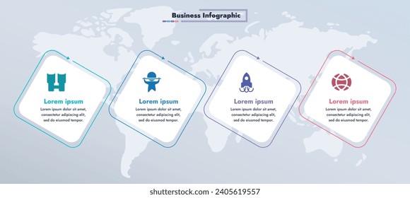 This infographic image features a modern and minimalistic design that illustrates an information process or sequence of events in a business. For presentations, websites or brochures.