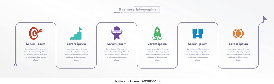 Esta imagen infográfica presenta un diseño moderno y minimalista que ilustra un proceso de información o una secuencia de eventos en un negocio. Para presentaciones, sitios web o folletos.