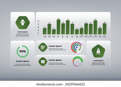 Dieses Infografik-Bild zeichnet sich durch ein modernes und minimalistisches Design aus, das einen Informationsprozess oder eine Abfolge von Ereignissen in einem Unternehmen veranschaulicht. Für Präsentationen, Websites oder Broschüren.