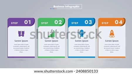 This infographic image features a modern and minimalistic design that illustrates an information process or sequence of events in a business. For presentations, websites or brochures.