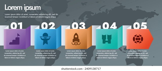 This infographic image has a modern design. This template can be used for presentations, websites or banners to visually represent ideas, strategies or information processes.