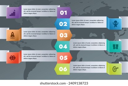 This infographic image has a modern design. This template can be used for presentations, websites or banners to visually represent ideas, strategies or information processes.