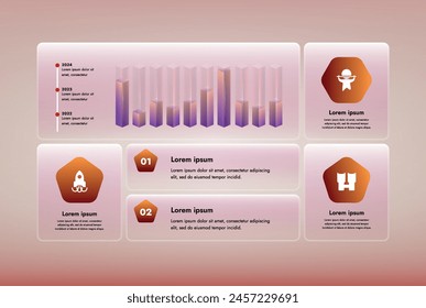 This is an infographic image illustrating business processes. It is a template, vector illustration file that includes signs, symbols, diagrams and abstract elements.