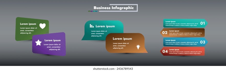 This infographic image shows a complex diagram showing the sequence of steps in a business process. Stages of development represented by colored shapes and numerical values indicating success.