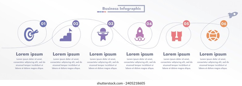 Diese Infografik spiegelt ein modernes und kreatives Business Process Design wider. Das einzigartige Design und die grafische Interpretation verleihen dem Bild in der Präsentation und den Informationen einen besonderen Reiz und Klarheit.