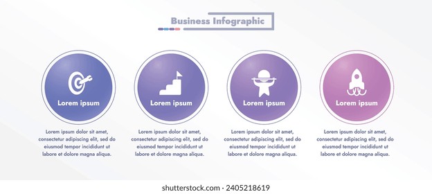 Diese Infografik spiegelt ein modernes und kreatives Business Process Design wider. Das einzigartige Design und die grafische Interpretation verleihen dem Bild in der Präsentation und den Informationen einen besonderen Reiz und Klarheit.