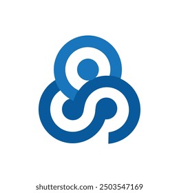 This is an initial letter logo of os forming a triangle shape in blue color