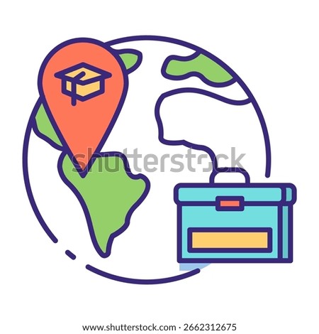 This Internship Abroad icon is suitable for Study Abroad, International student, Education, etc