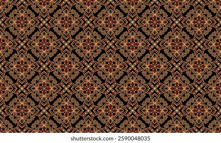 This intricate black,red and gold damask pattern features a seamless, vintage-inspired design. Ideal for fabric, wallpaper, textiles, invitations, branding, packaging, digital backgrounds, and decor.
