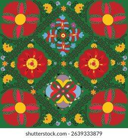 This intricate design showcases a traditional carpet pattern from Turkic peoples. The pattern reflects the rich cultural heritage and craftsmanship of Turkic weaving traditions.