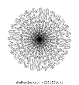 This intricate EPS vector graphic features a stunning mandala design composed entirely of the sacred Hindu symbol, Aum. 