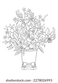 This intricate flower illustration is perfect for coloring enthusiasts of all ages. It features a variety of petals and leaves, ready to be brought to life with your favorite coloring tools.