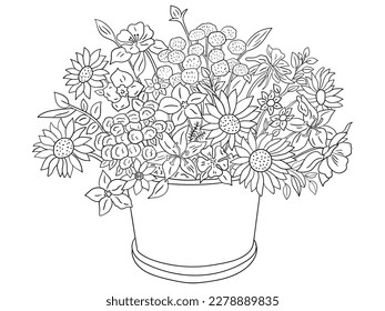 This intricate flower illustration is perfect for coloring enthusiasts of all ages. It features a variety of petals and leaves, ready to be brought to life with your favorite coloring tools.