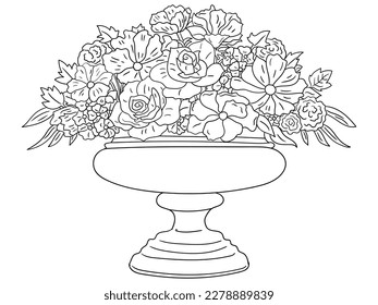 This intricate flower illustration is perfect for coloring enthusiasts of all ages. It features a variety of petals and leaves, ready to be brought to life with your favorite coloring tools.