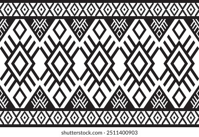 This intricate, geometric pattern features a complex interplay of lines, shapes, and textures. Inspired by tribal art, this design offers a versatile and visually element for creative projects. 