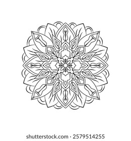 This intricate mandala design is perfect for coloring and tattoo inspiration. Its detailed patterns promote relaxation, mindfulness, and creativity. Ideal for meditation, stress relief, and artistic e