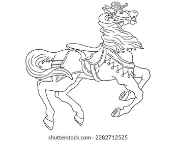 This intricately designed horse outline illustration is perfect for coloring book enthusiasts of all ages.  it's easy to color and sure to provide hours of creative enjoyment.