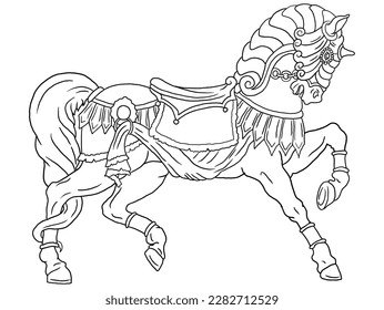 This intricately designed horse outline illustration is perfect for coloring book enthusiasts of all ages.  it's easy to color and sure to provide hours of creative enjoyment.