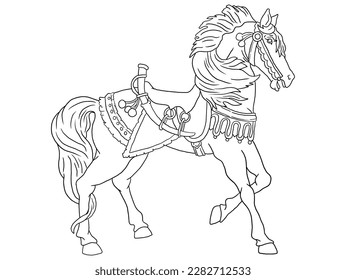 This intricately designed horse outline illustration is perfect for coloring book enthusiasts of all ages.  it's easy to color and sure to provide hours of creative enjoyment.