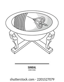 This is an invention of Joseon. You can tell the time by the shadow of the sun. It's called a sundial. 